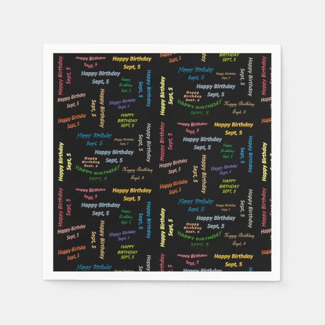 Pappra blöjor september, 5 födelsedagar pappersservett (Framsidan)