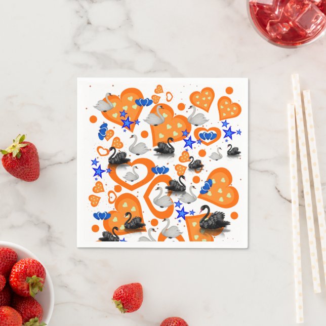Pappra blöjor, Svan Orange Hearts Pappersservett (Insitu)
