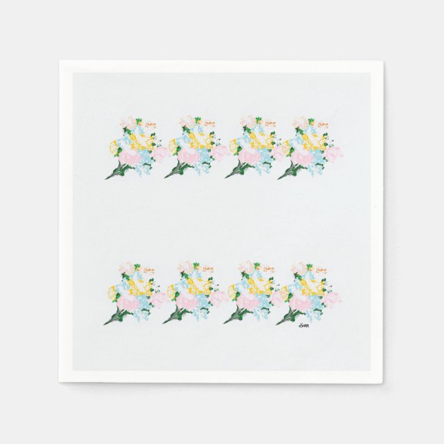 Pappra blöjor: Vår blommor inom en mist Pappersservett (Framsidan)