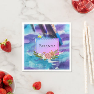 Pappra blöjor, vattenfärgade Blommigtar Blommor Pappersservett