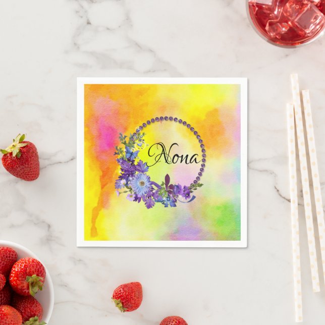 Pappra blöjor, vattenfärgade Blommigtar Blommor Pappersservett (Insitu)