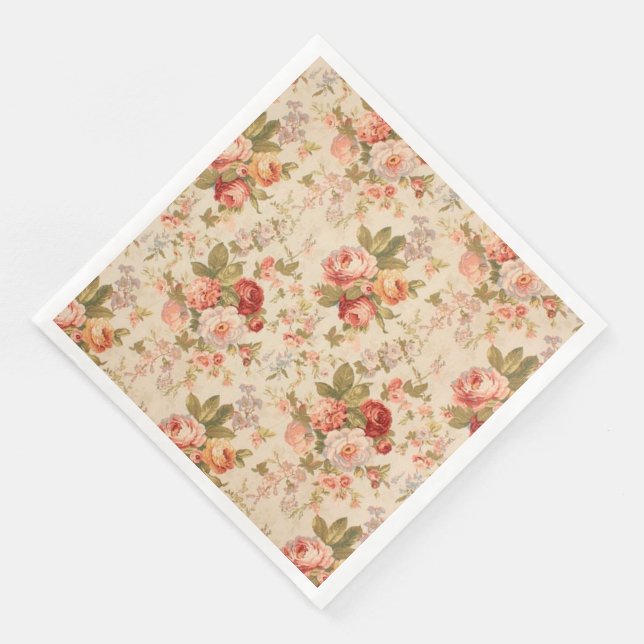 Pappra Blommigtar för modern Vintage Pappersservett (Hörn)
