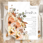 PAPPRA Blommigtar vid Rustic Fall Pumpkin Bröllop  Flygblad<br><div class="desc">Ett PAPPERT alternativ med underbart värde (inte kort). PAPPRA Rustic Fall Blommigts Pumpkin Bröllop Menu. Med ett skript som anger snyggt för rubrikmenyn. Anpassa enkelt resten av texten till dina egna detaljer, vilket inkluderar alternativ för dina vegan- eller vegetariska alternativ. Du kan också ändra resten av texten stilar och färg...</div>