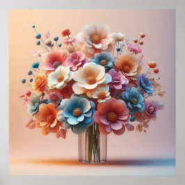 Pappra blommor bouquet poster