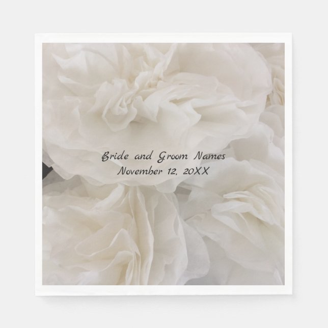 Pappra blommor för vit Elegant Pappersservett (Framsidan)