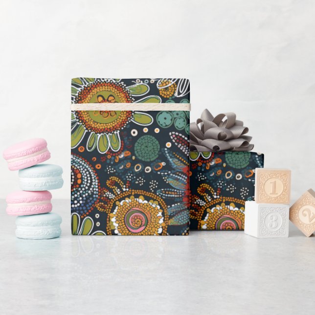 Pappra blommor med omslag av konsten stil presentpapper (Baby Shower)