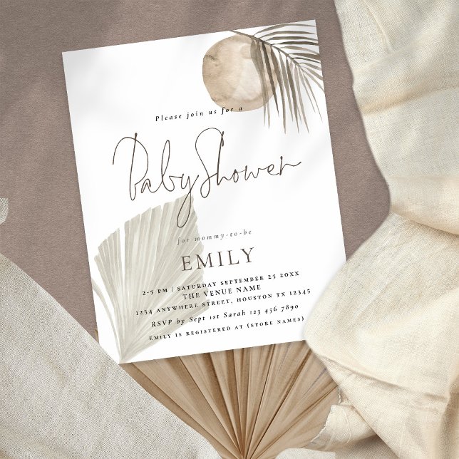 PAPPRA Boho Pampas Grass Girl eller Boy Baby Showe Flygblad (Skapare uppladdad)