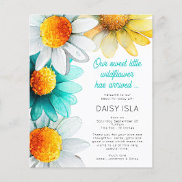 PAPPRA Boho Wildbloms Tack Birth Announcment Flygblad