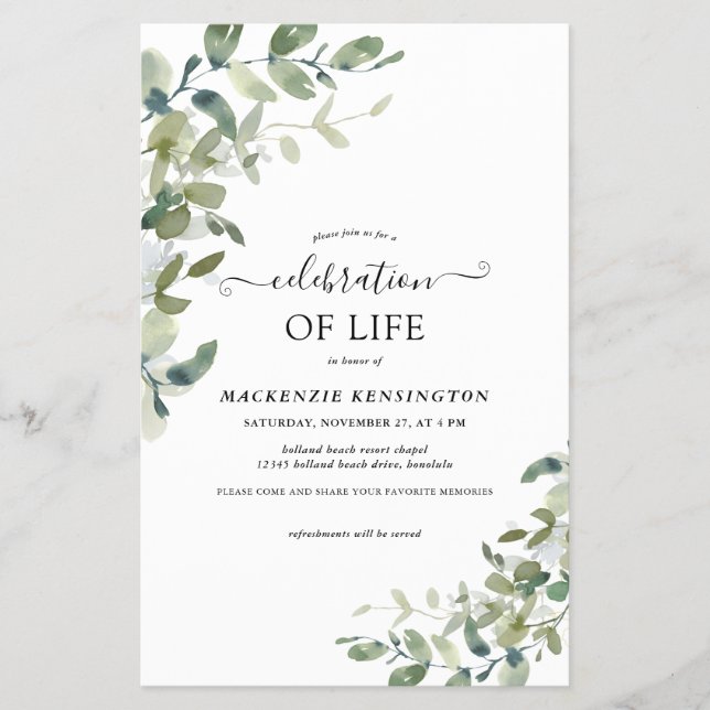 PAPPRA botaniska Firande i Life Memorial Flygblad (Framsidan)