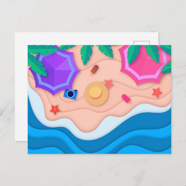 Pappra Craft-sommaren vid Beach Vykort (Fram/baksida)