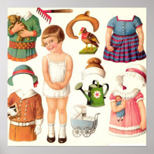 Pappra dockor för vintage poster
