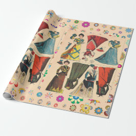 Pappra dockor med antika Vintagar av viktorian med Presentpapper