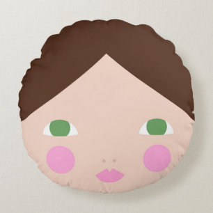 Pappra Doll Ansikte Round Pillow Rund Kudde