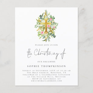 PAPPRA Eucalyptus Blommigt Kor Christening Inbjuda Flygblad