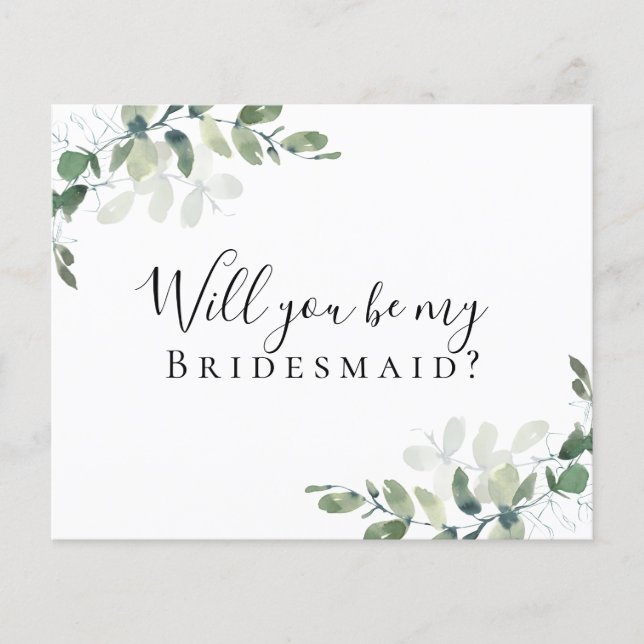 PAPPRA Eucalyptus kommer du att bli min Bridesmaid Flygblad (Framsidan)
