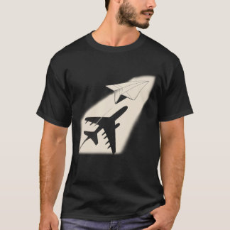 Pappra Flygplan drömde stort med skuggan av Jet T Shirt