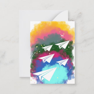 Pappra flygplan och färgad-rökkort anteckningskort