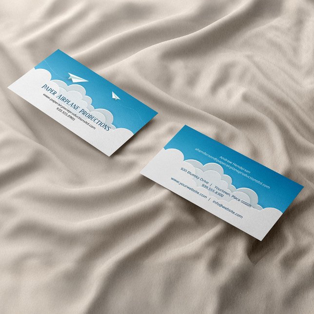 Pappra flygplan ovanför molnen visitkort (Paper Airplanes Above the Clouds Business Card)