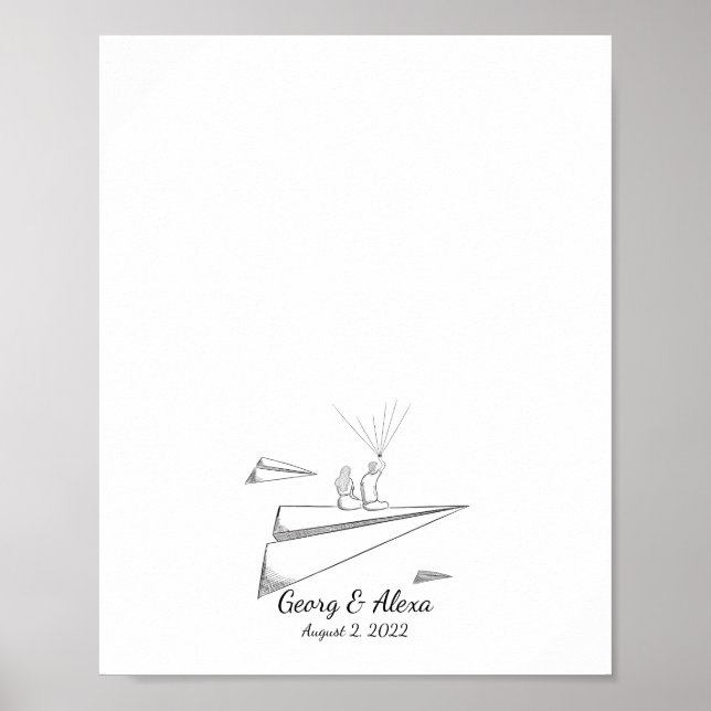 Pappra flygplanet Kärlek-tumavtrycksgäst Bok Poster (Framsidan)