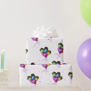Pappra födelsedagsballonger och konfetti-insvällni presentpapper