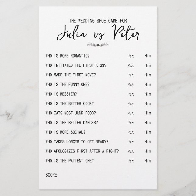 Pappra frågor om spel i bröllop, svartvitt (Framsida)