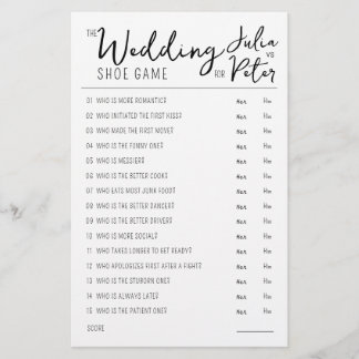 Pappra frågor om spel i bröllop, svartvitt