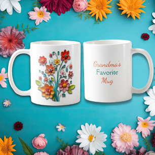 Pappra fyllningsblommor Grandmas favoriter Kaffemugg