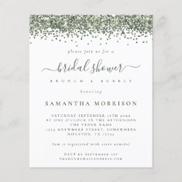 PAPPRA Grönt Glitter Inbjudningskort för möhippan Flygblad