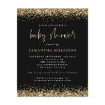 PAPPRA Guld Glitter Boy Baby Shower Black