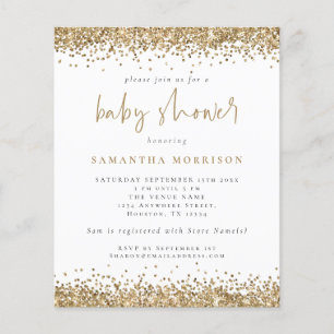 PAPPRA Guld Glitter Girl Boy Baby Shower Inbjudan Flygblad