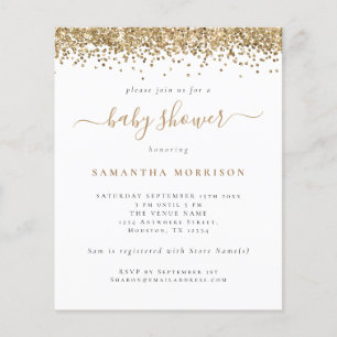 PAPPRA Guld Glitter Girl eller Boy Baby Shower Inb Flygblad