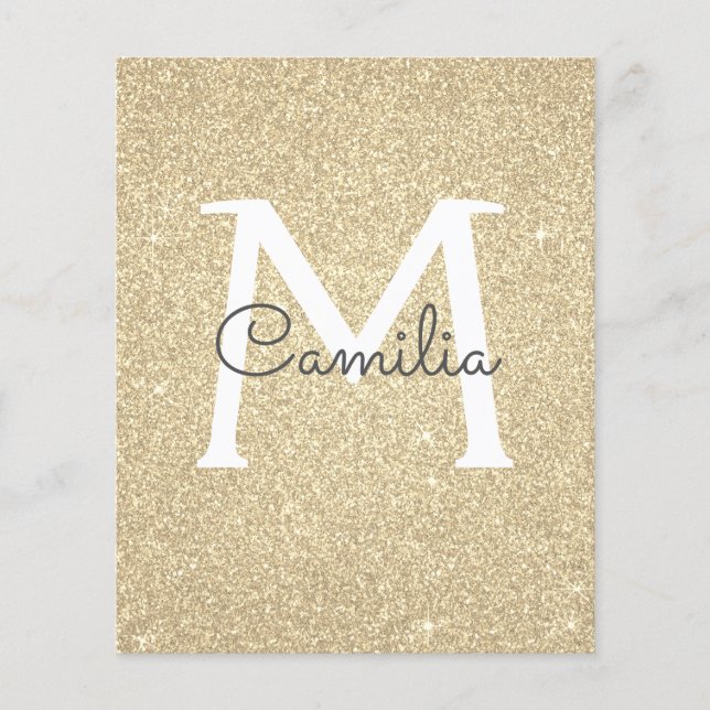 Pappra Guld Glitter monogram quinceanera Flygblad (Framsidan)