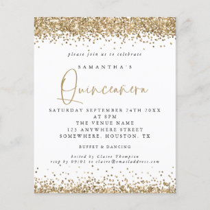 PAPPRA Guld Glitter Quinceañera 15:e Födelsedagsfe Flygblad