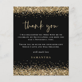 PAPPRA Guld Glitter Quinceañera Party Tack, svart Flygblad