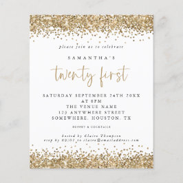 PAPPRA Guld Glitter tjugoförsta partens inbjudan Flygblad