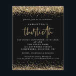 PAPPRA Guld Glitter Trettionde Party Svarta Inbjud Flygblad<br><div class="desc">Pappra inbjudan till svart Guld Glitter, trettionde Party. Ett PAPPERT alternativ (inte kort) med underbart värde utan ENVELOPES på mindre storlek 4, 5 x 5, 6 tum och på budgetpris. (A6-standardkuvert är närmast storleka att passa) Glam-klasssvart och guld stil för ditt 30:e firande, med elegant guld faux glitter konetti gräns...</div>