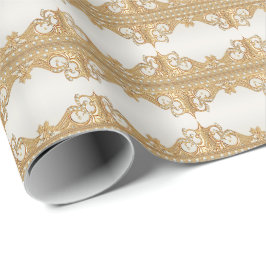 Pappra guld Ornate White Pearls Wrapping Presentpapper