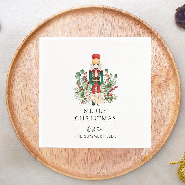 Pappra Helgdagar för Nutcracker-skript Pappersservett (Christmas Nutcracker Script Red Berries Paper Napkin)