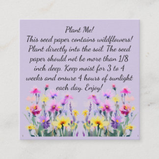 Pappra instruktioner för utsäde på Affärskortet Fy Fyrkantigt Visitkort