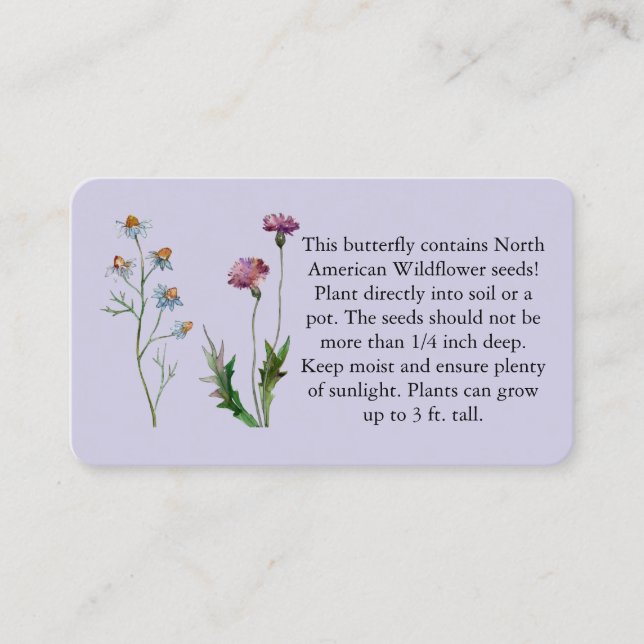 Pappra instruktioner för utsäde på standardAffärsk Visitkort (Framsida)