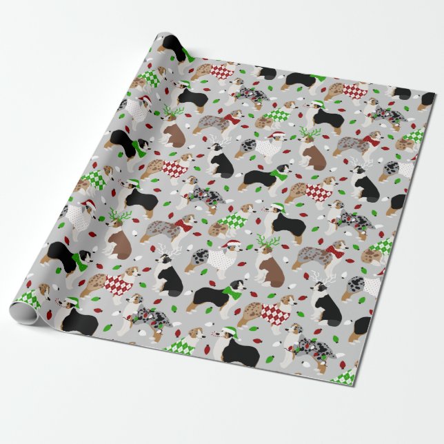 Pappra julafton Australian shepherd Presentpapper (Utrullad)
