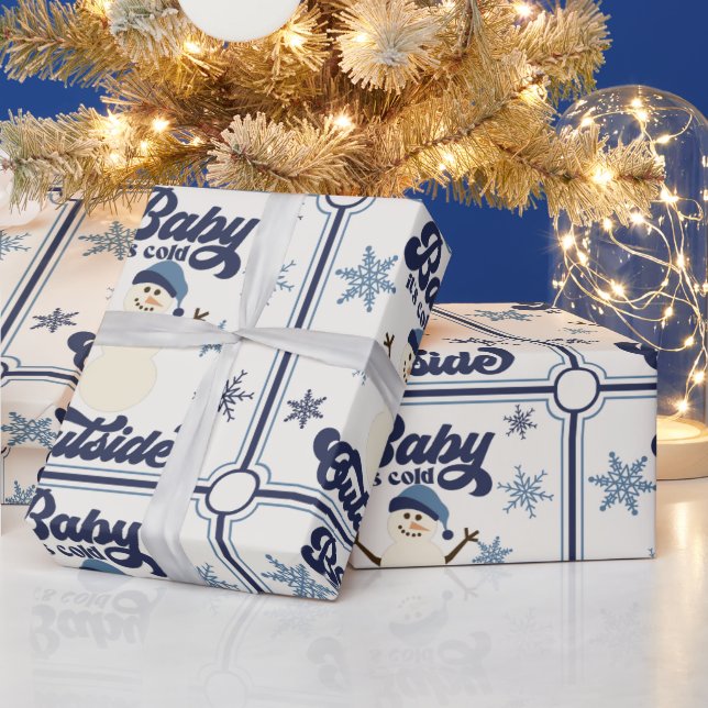 Pappra julafton i snögubbe presentpapper (Helgdagar)