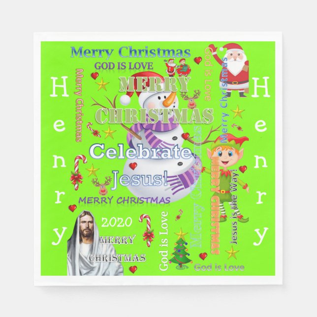 Pappra julklappar, God Jesus Santa Pappersservett (Framsidan)