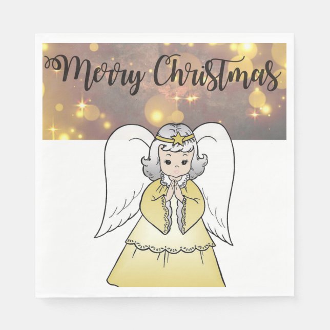 Pappra julklappar, God jul, ängel Pappersservett (Framsidan)