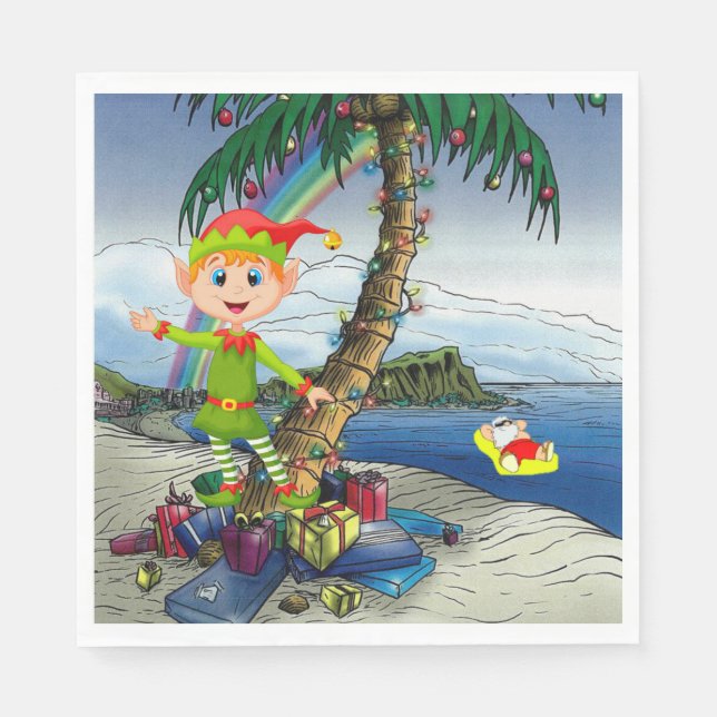 Pappra julklappar, God jul, Beach Pappersservett (Framsidan)