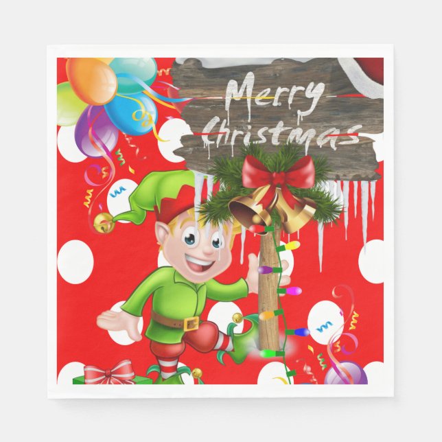 Pappra julklappar, God jul Elf Pappersservett (Framsidan)