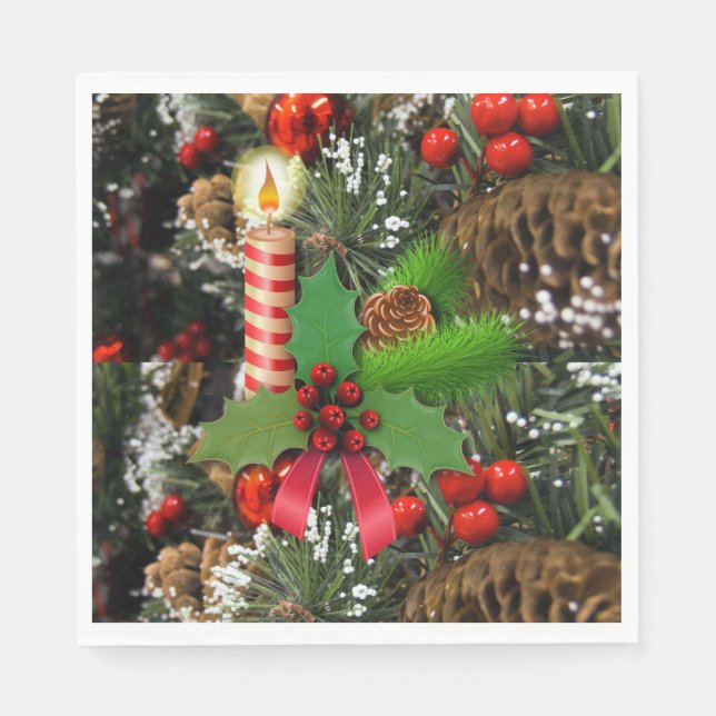 Pappra julklappar, God jul, ljus Pappersservett (Framsidan)