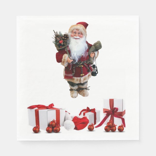 Pappra julklappar, God jul, Santa Pappersservett (Framsidan)