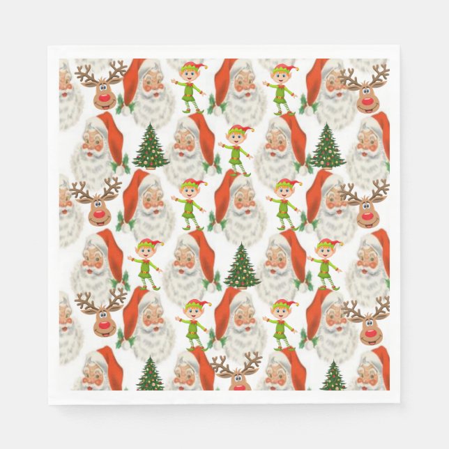 Pappra julklappar, God jul, Santa Pappersservett (Framsidan)