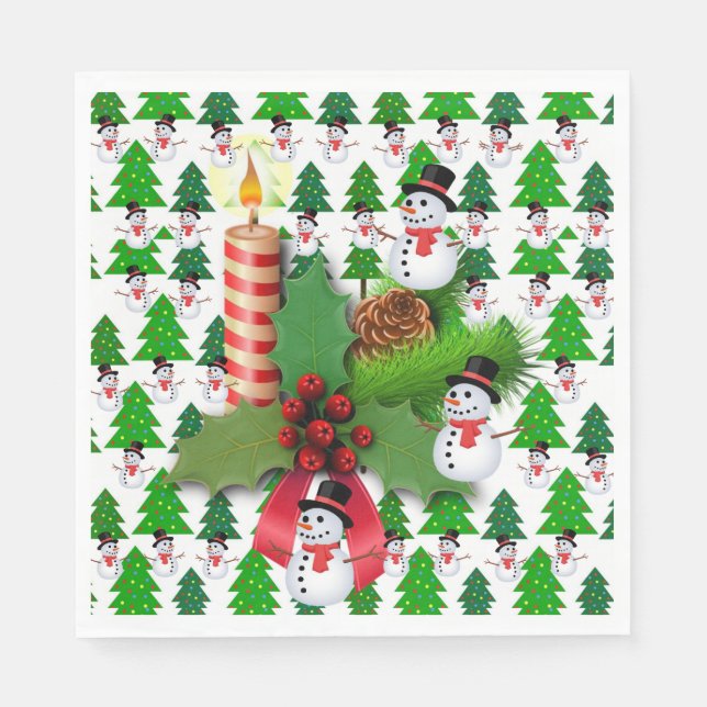 Pappra julklappar, God jul Snögubbe Pappersservett (Framsidan)